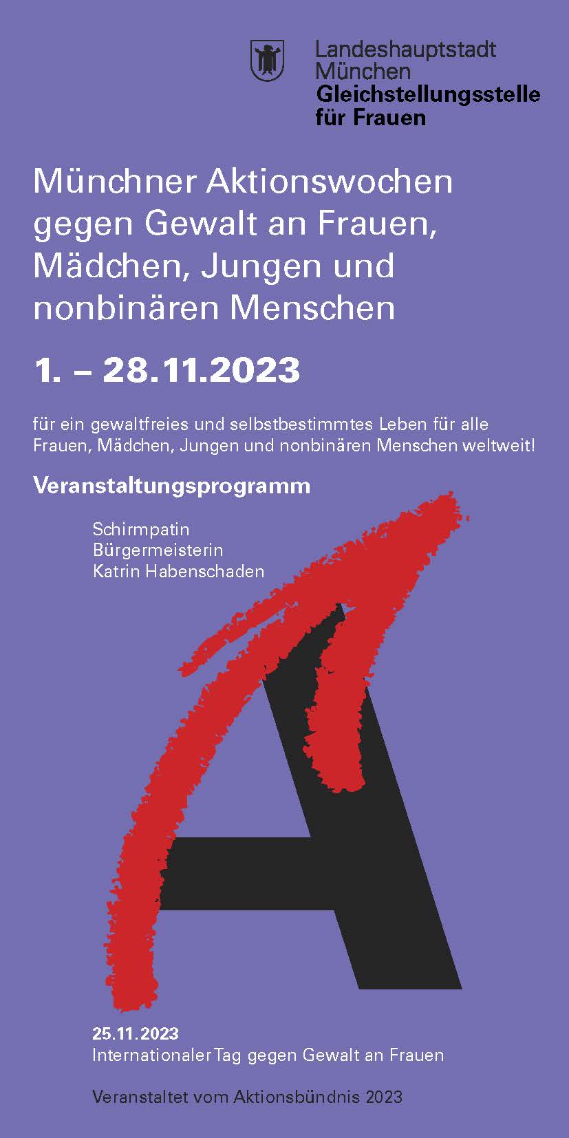 Flyer zu den Münchner Aktionswochen gegen Gewalt