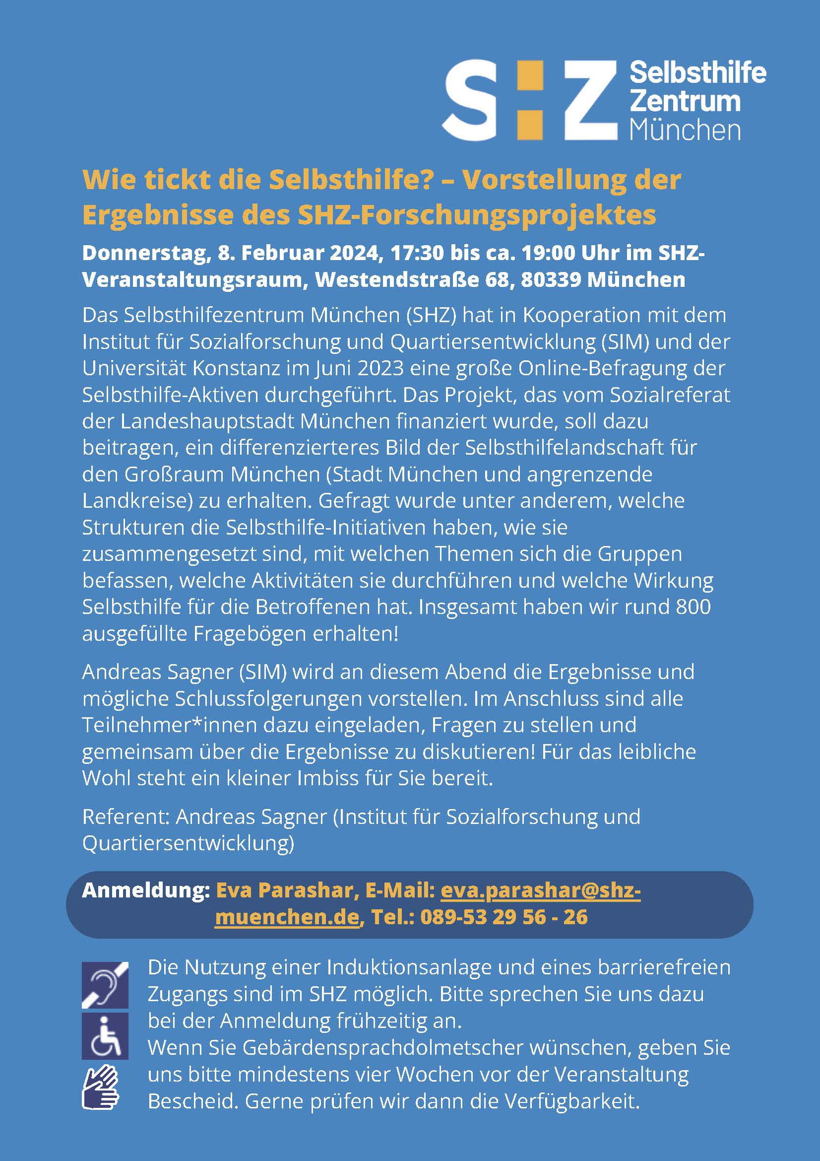 Einladung zur Vorstellung der Ergebnisse des SHZ Forschungsprojekts