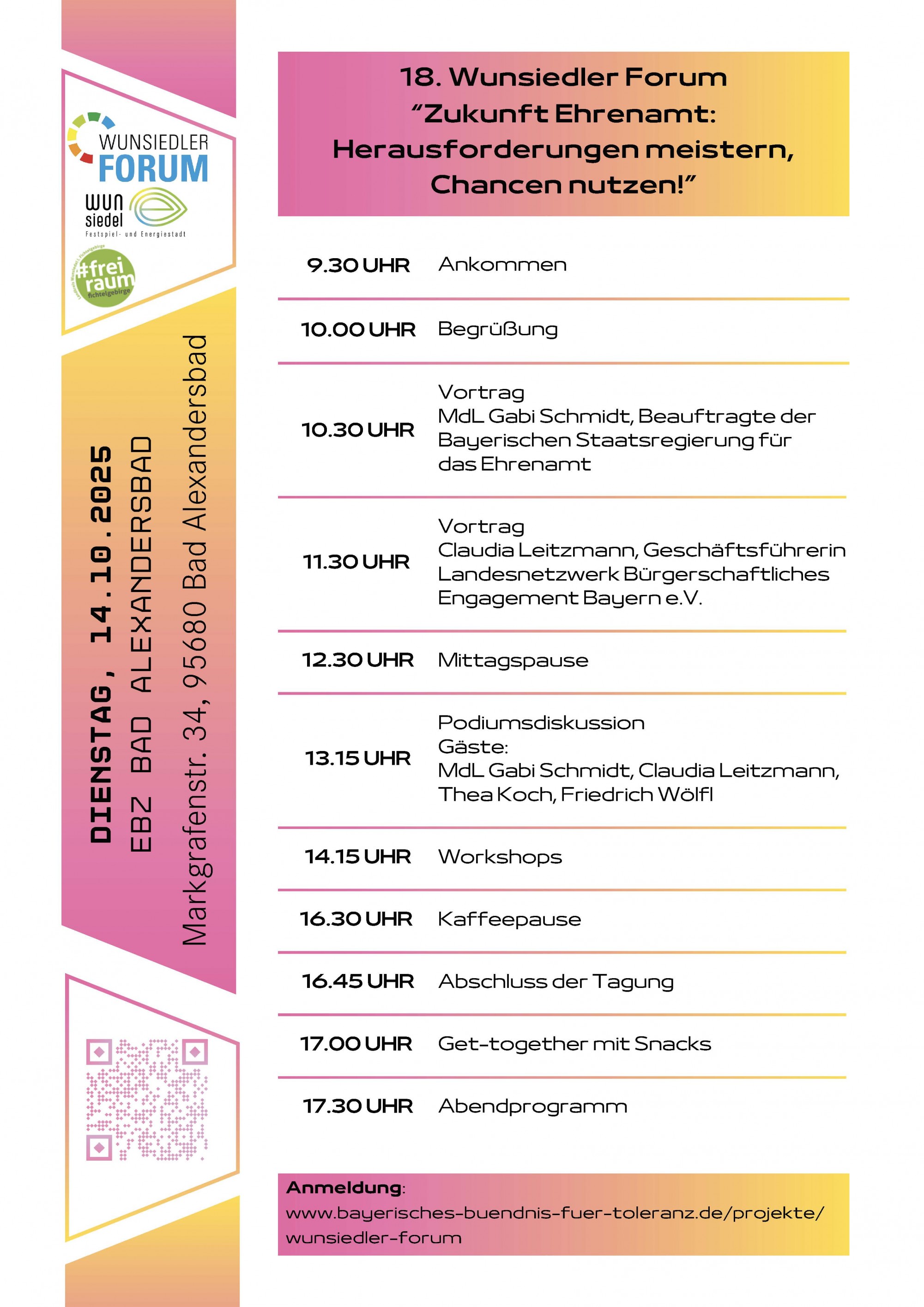 Programm Wunsiedler Forum Zukunft Ehrenamt