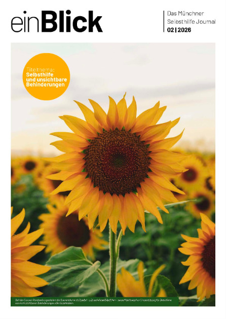 Titelbild der März-Ausgabe des Selbsthilfejournals einBlick mit dem Thema: 40 Jahre Selbsthilfezentrum München